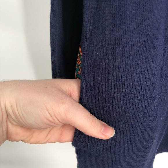 CHICO'S Paisley Woven-Back Cardigan Sweater Cotton Blend Silky Back Chico's 0 XS - Picture 6 of 11